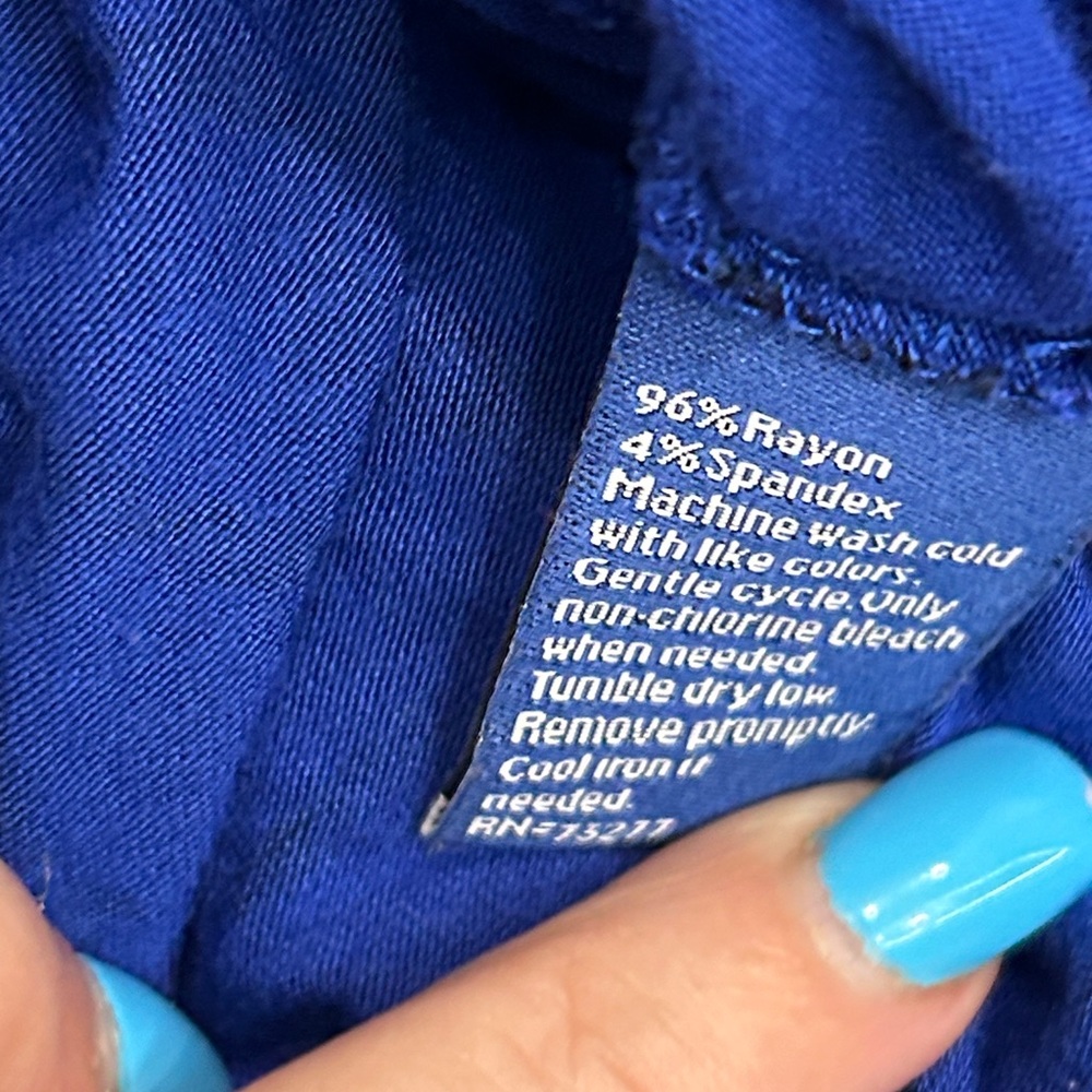 Apt. 9 Cobalt Blue Maxi Dress with Black Palm Leaf Design |Size PSmall - Picture 11 of 12